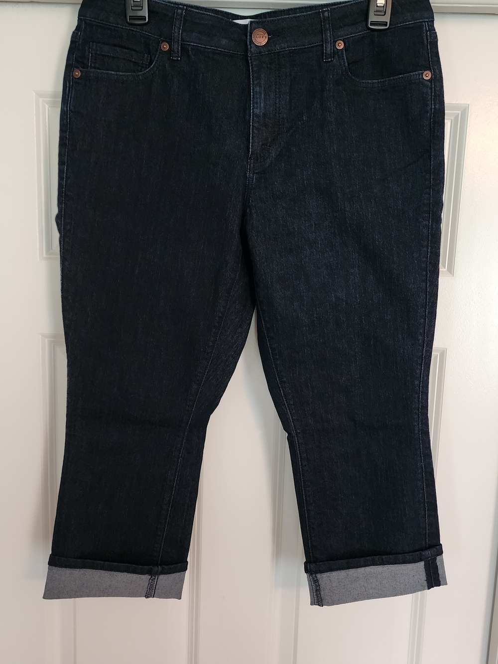 Ann Taylor Dark Blue Cropped Cuffed Jeans
